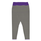 STRIPE Plus Size Leggings - TIM'S PURPLE & NEON GREEN