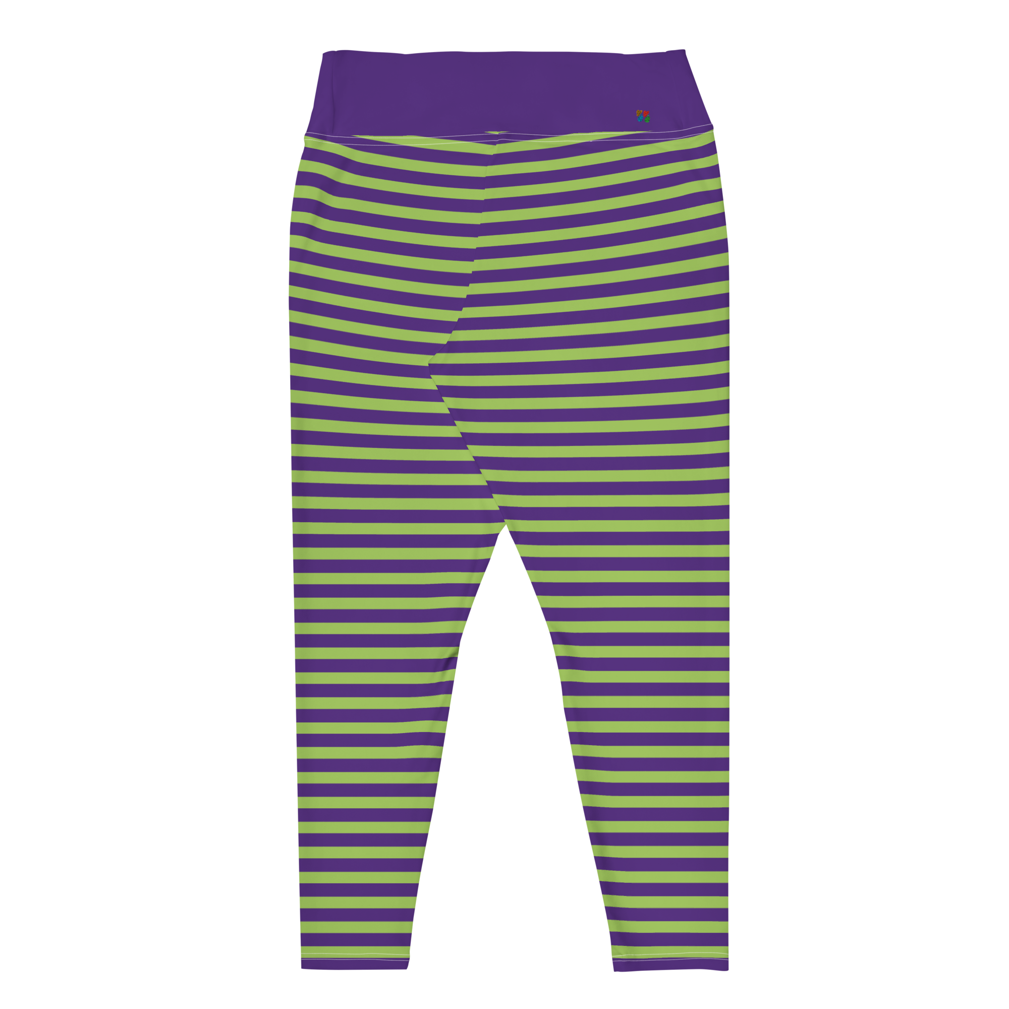 STRIPE Plus Size Leggings - TIM'S PURPLE & NEON GREEN