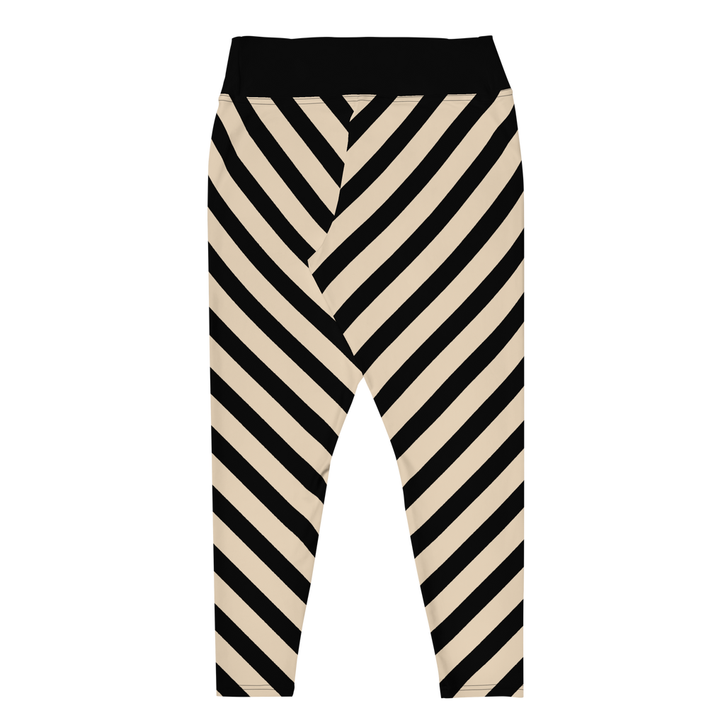 POST PUNK STRIPE Plus Size Leggings - BEIGE X BLACK