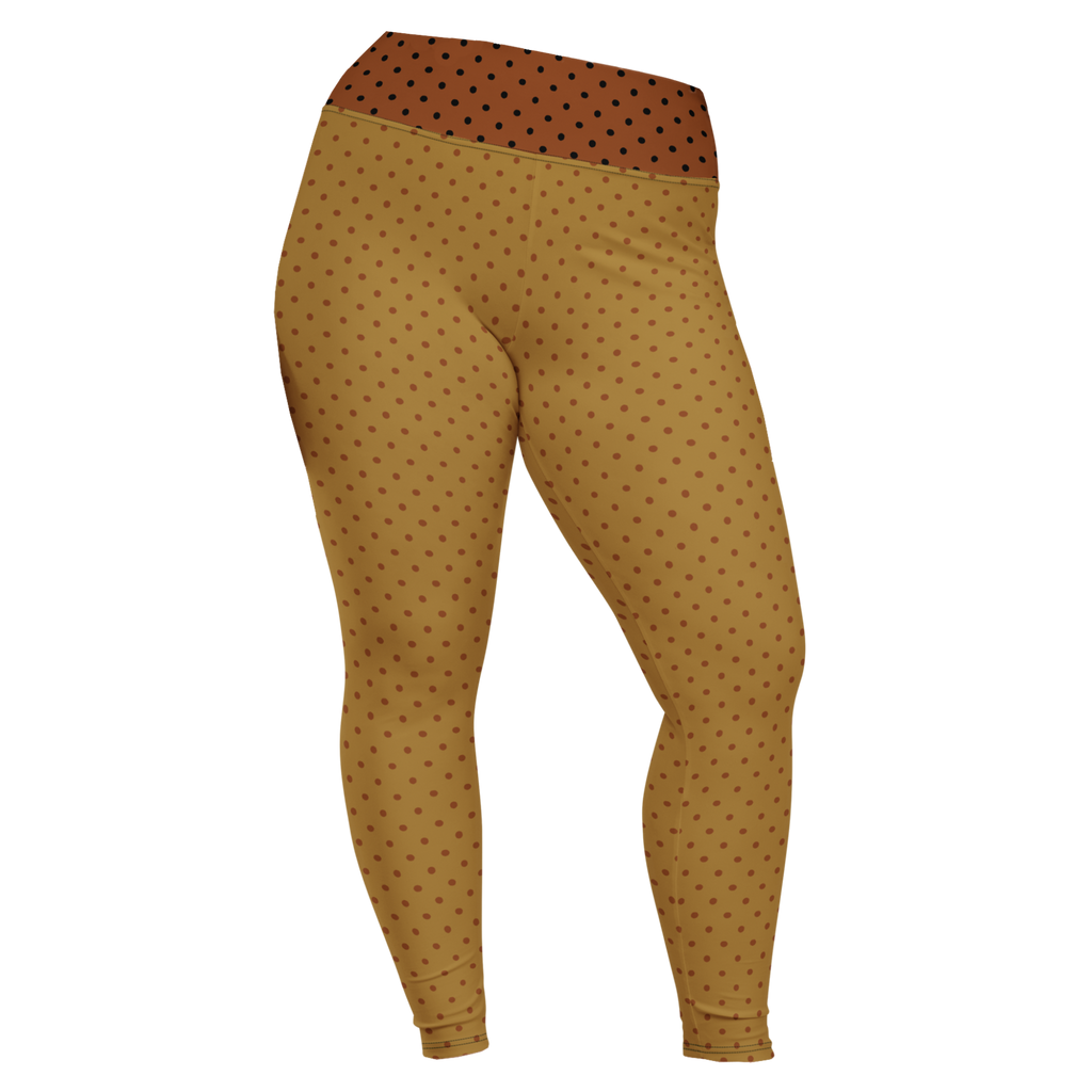 Leggings grande taille à pois moutarde et marron