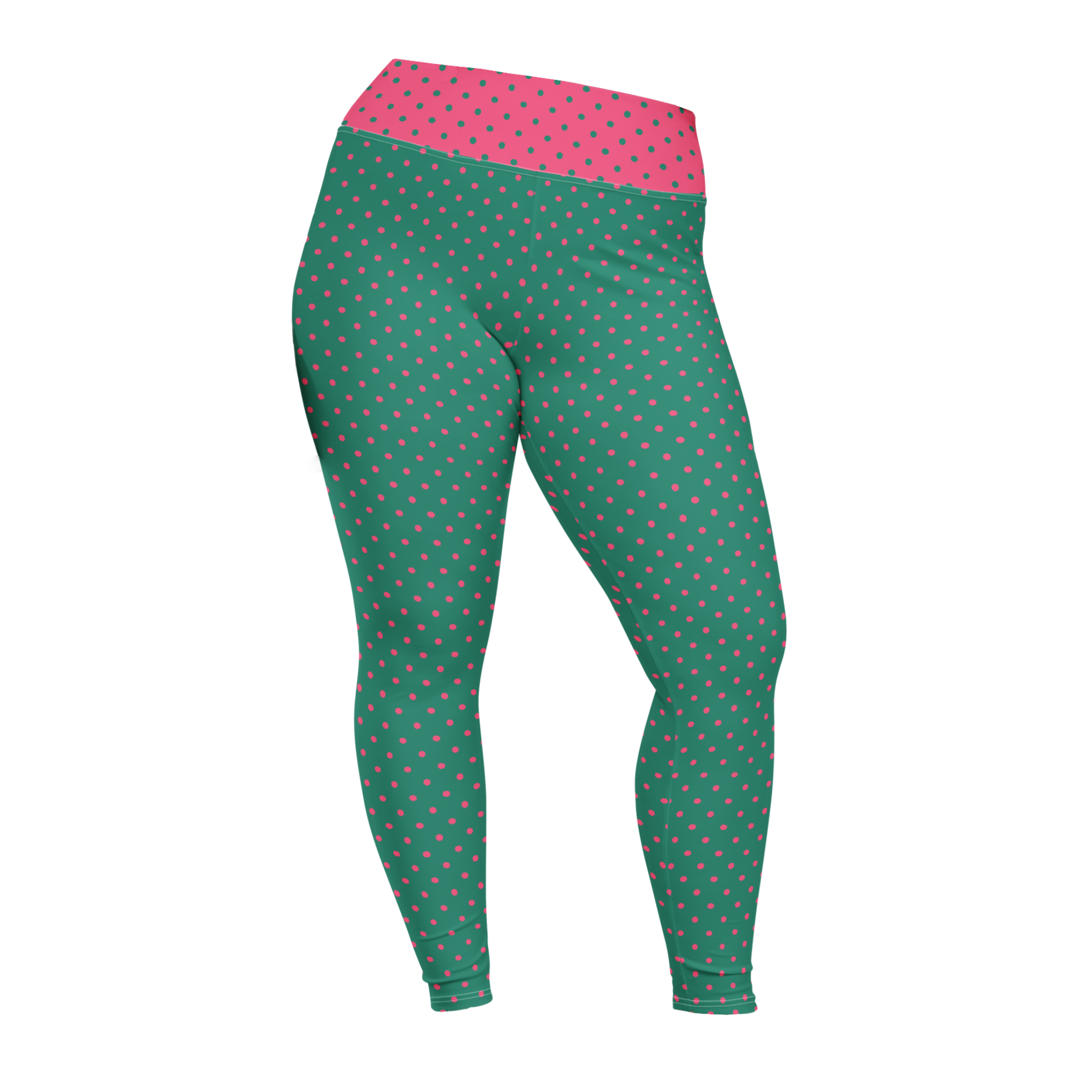 Leggings grande taille à pois verts et roses