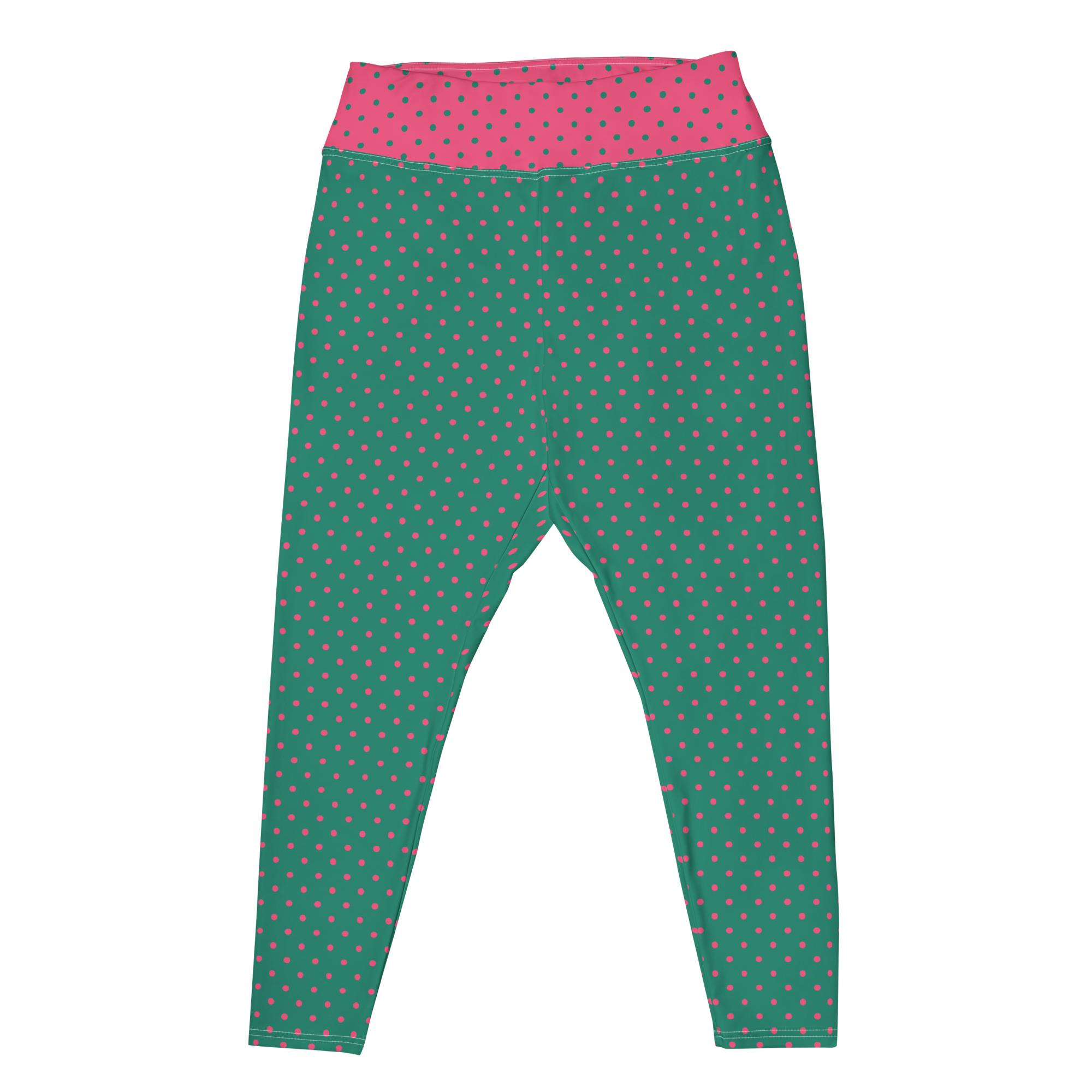 Leggings grande taille à pois verts et roses
