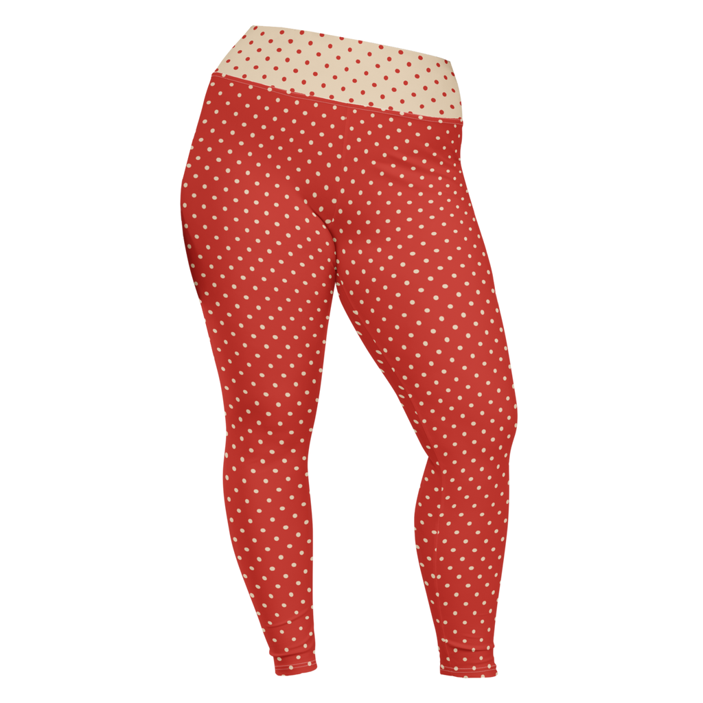 Gepunktete Leggings in Rot und Creme in Übergröße