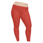 Gepunktete Leggings in Rot und Creme in Übergröße