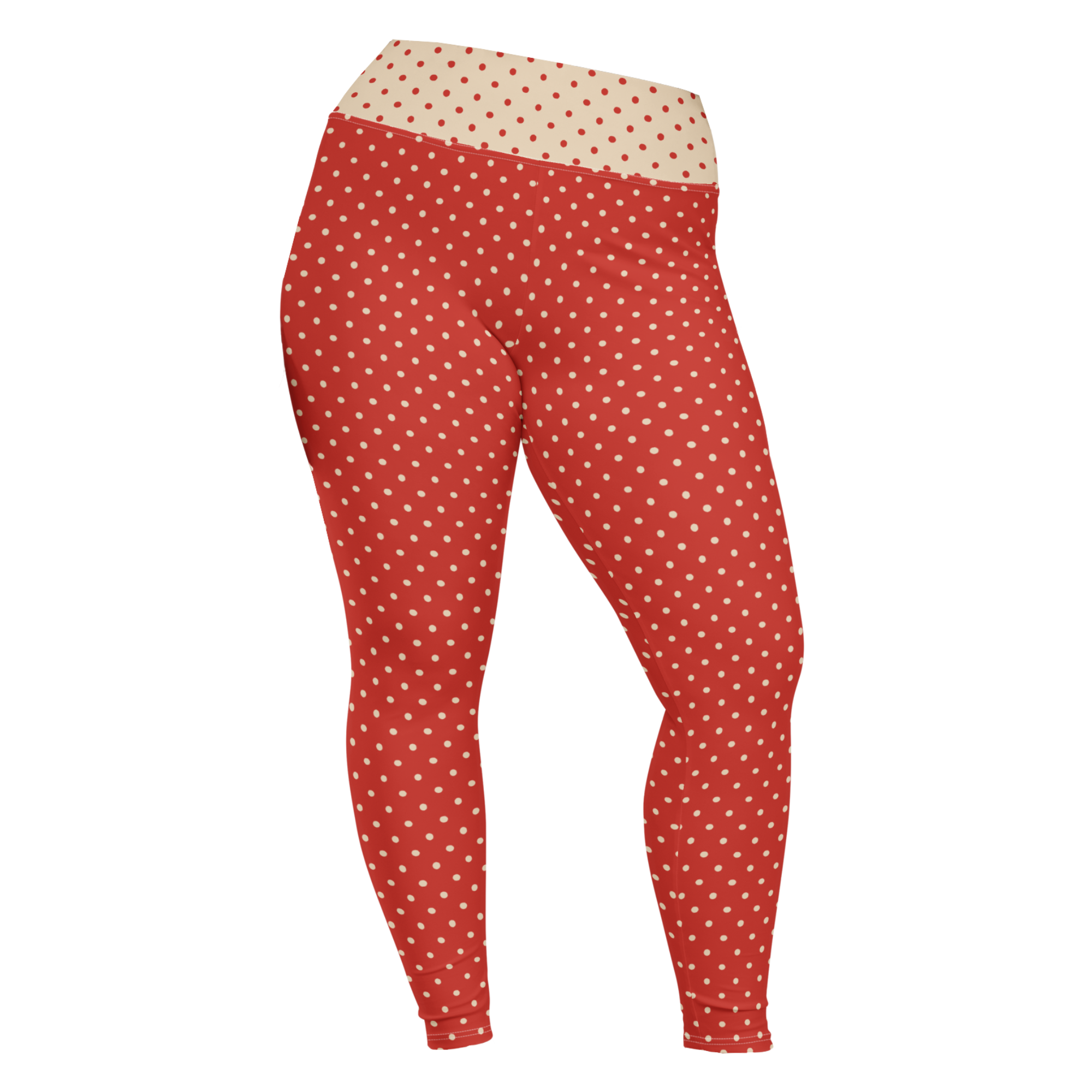 Leggings grande taille à pois rouges et crème