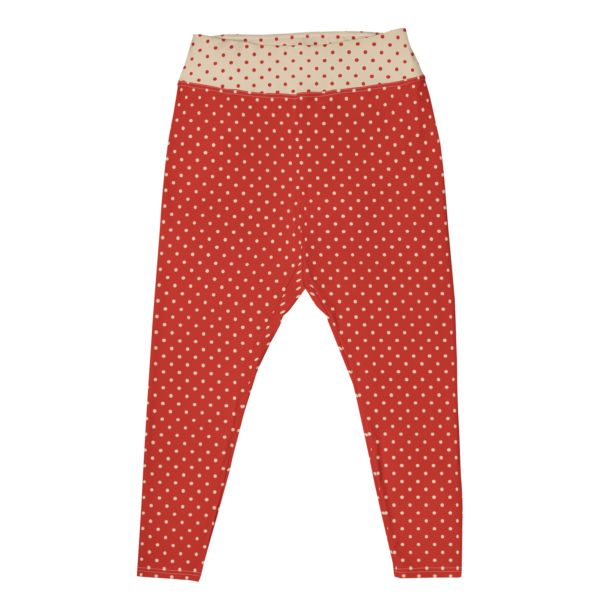 Leggings grande taille à pois rouges et crème