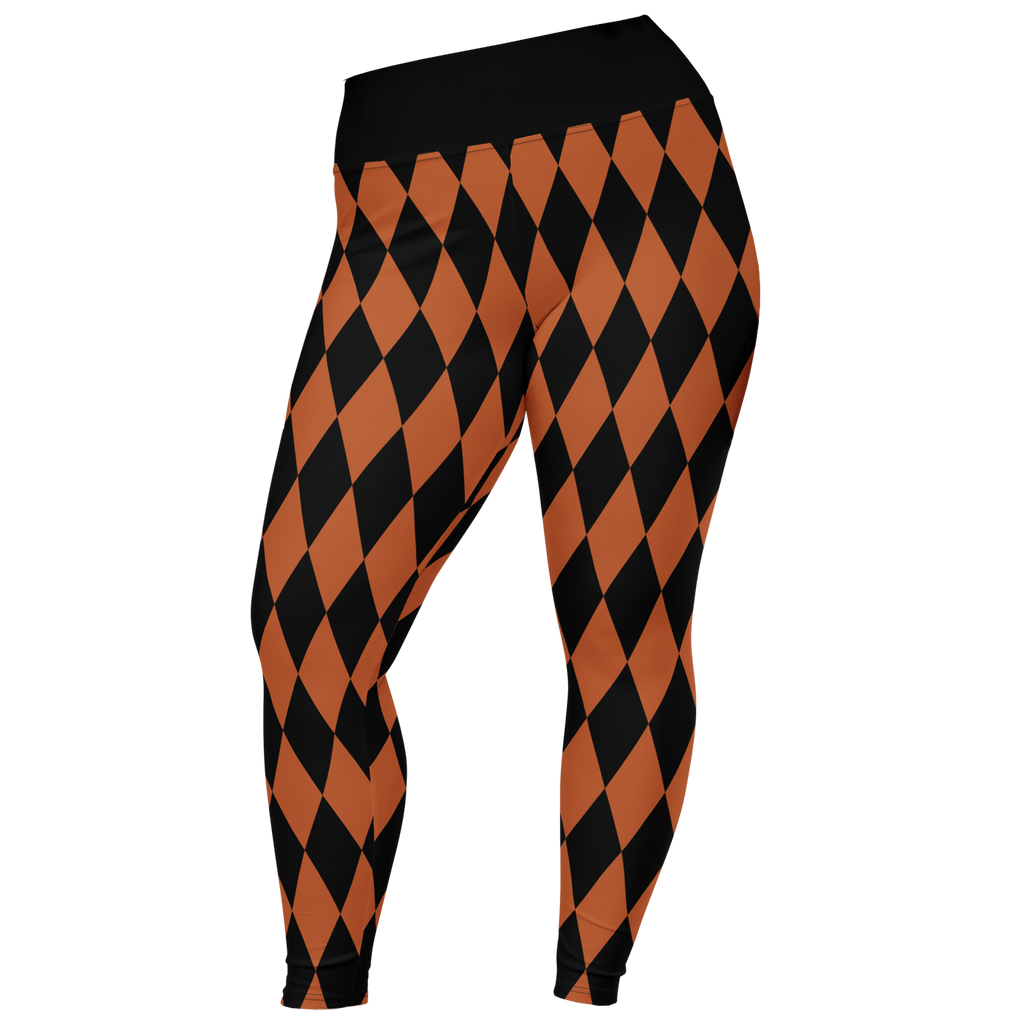 HARLEQUIN DIAMOND Plus Size Leggings - BURNT ORANGE