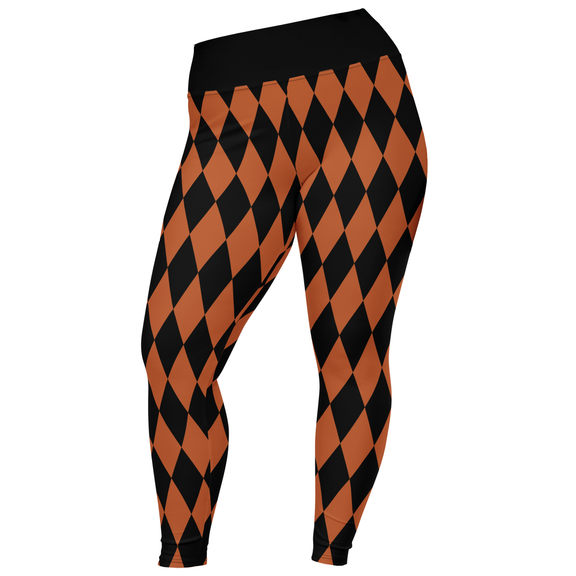 HARLEQUIN DIAMOND Plus Size Leggings - BURNT ORANGE