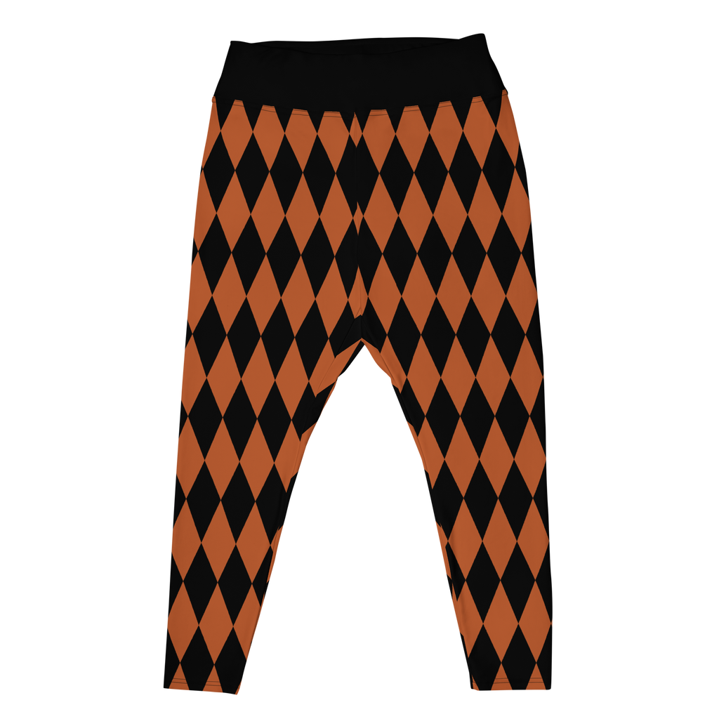 HARLEQUIN DIAMOND Plus Size Leggings - BURNT ORANGE