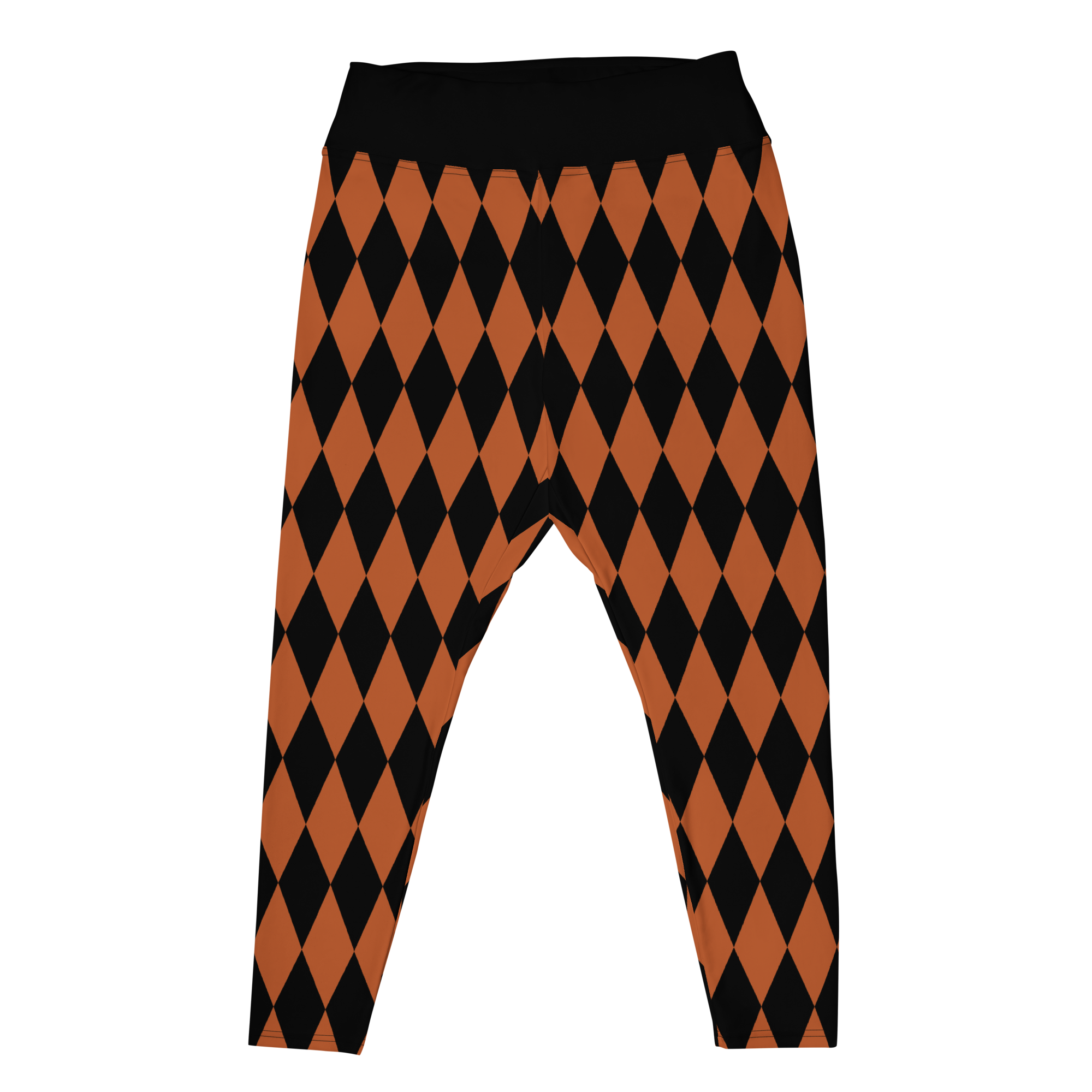 HARLEQUIN DIAMOND Plus Size Leggings - BURNT ORANGE