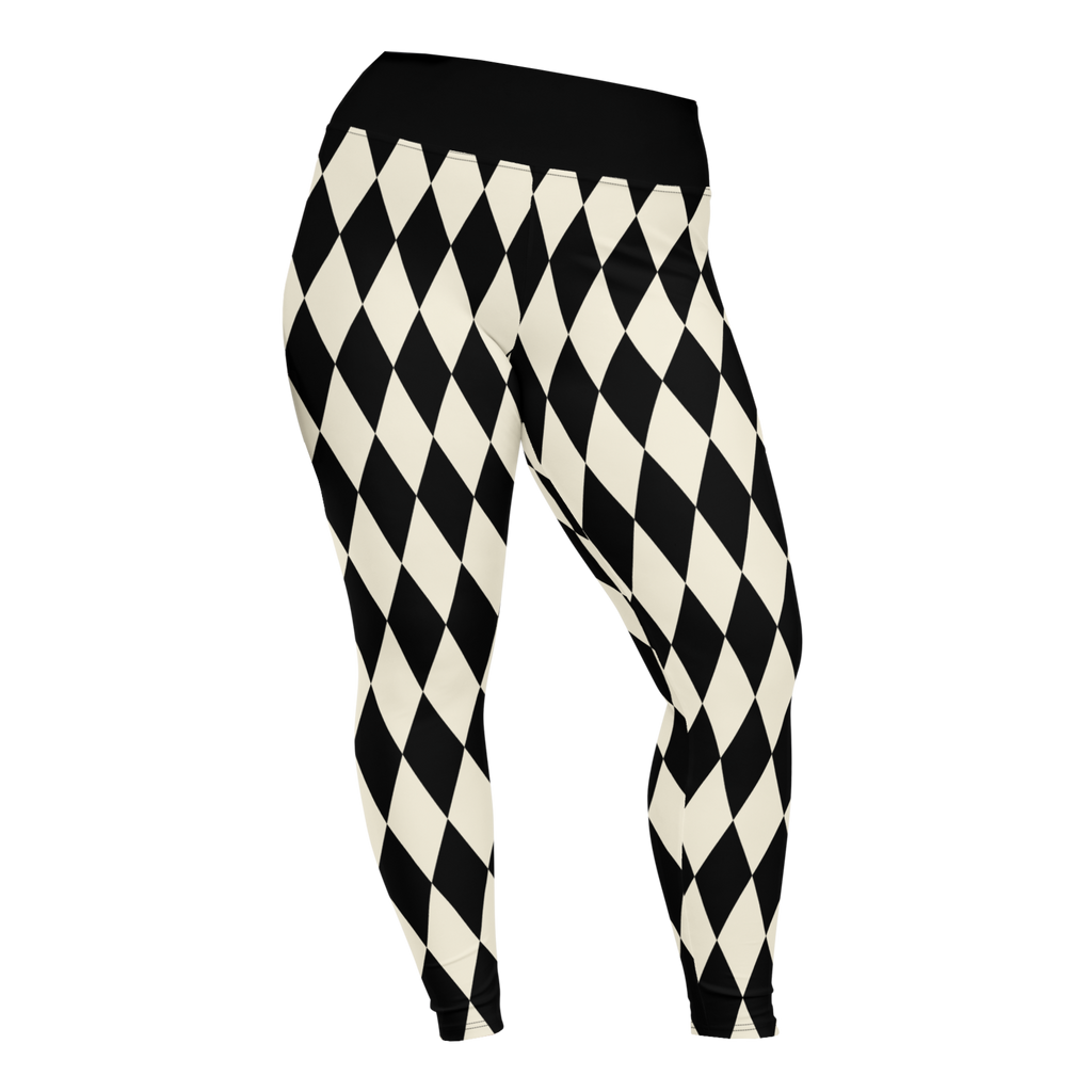 Leggings in Übergröße mit dem Aufdruck HARLEQUIN DIAMOND OFF WHITE