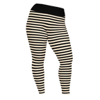 Gestreifte Leggings in Übergröße – Schwarz & Beige Weiß