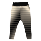 Gestreifte Leggings in Übergröße – Schwarz & Beige Weiß