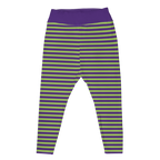 STRIPE Plus Size Leggings - TIM'S PURPLE & NEON GREEN