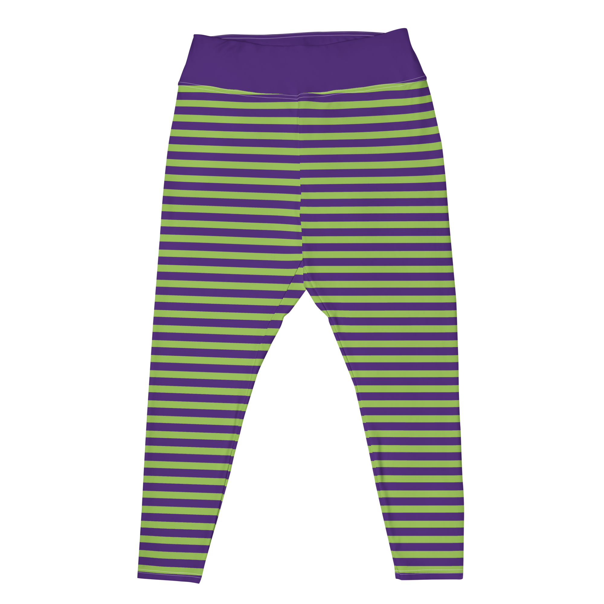 STRIPE Plus Size Leggings - TIM'S PURPLE & NEON GREEN