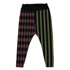 HARLEQUIN JESTER Plus Size Leggings - OLIVE + DUSTY OXBLOOD