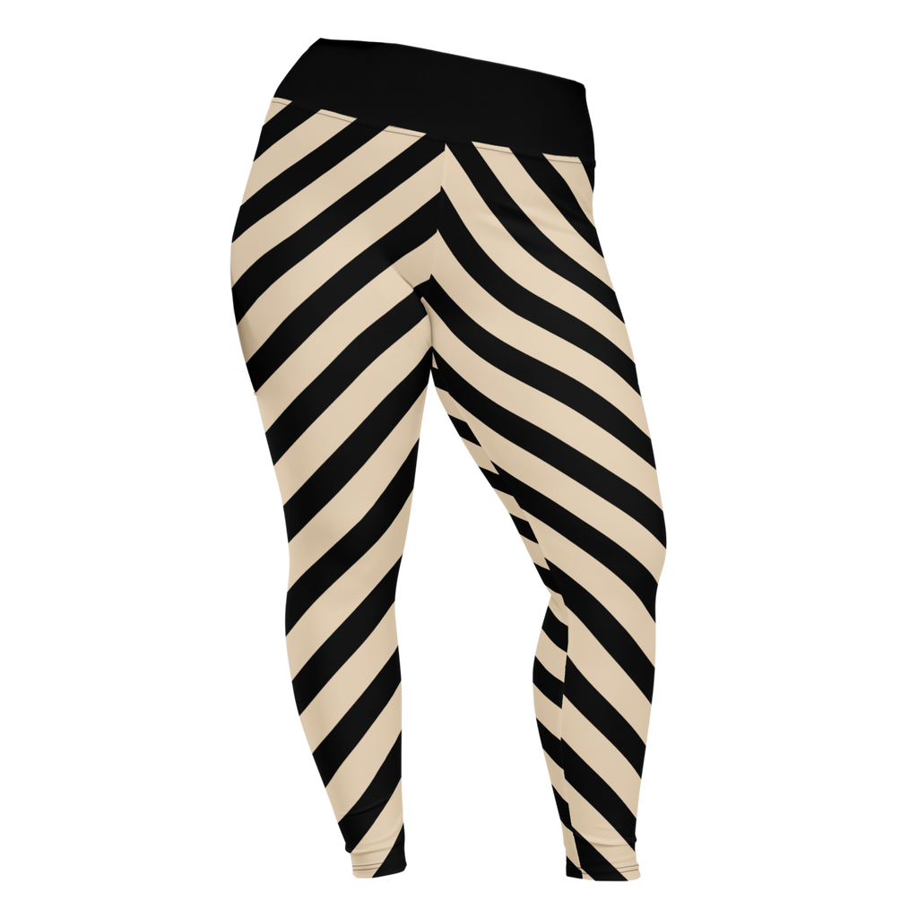 POST PUNK STRIPE Plus Size Leggings - BEIGE X BLACK