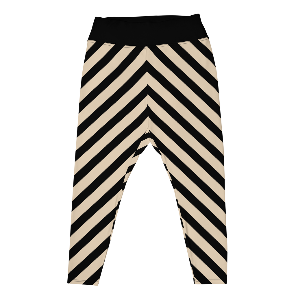POST PUNK STRIPE Plus Size Leggings - BEIGE X BLACK