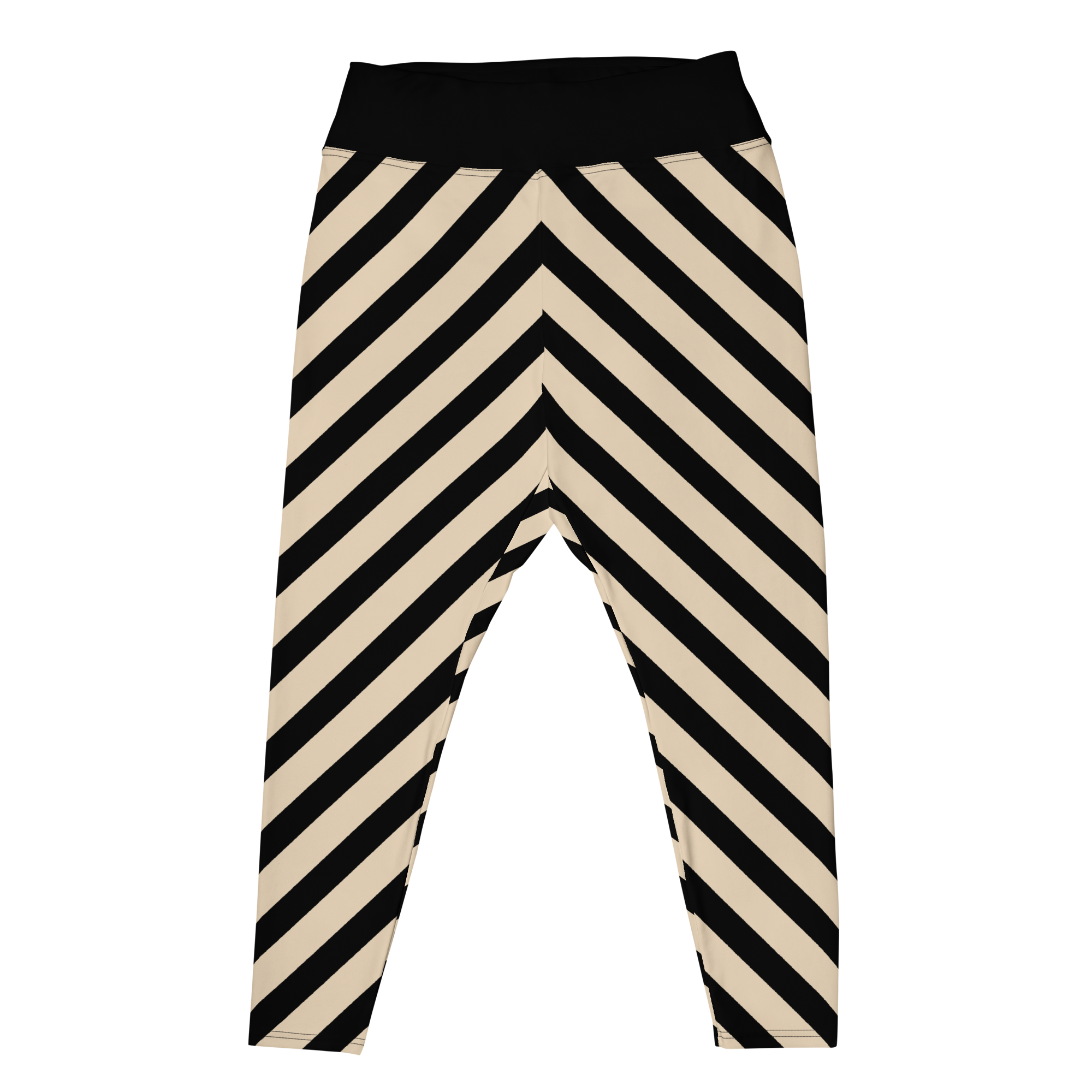POST PUNK STRIPE Plus Size Leggings - BEIGE X BLACK