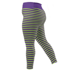 STRIPE Plus Size Leggings - TIM'S PURPLE & NEON GREEN