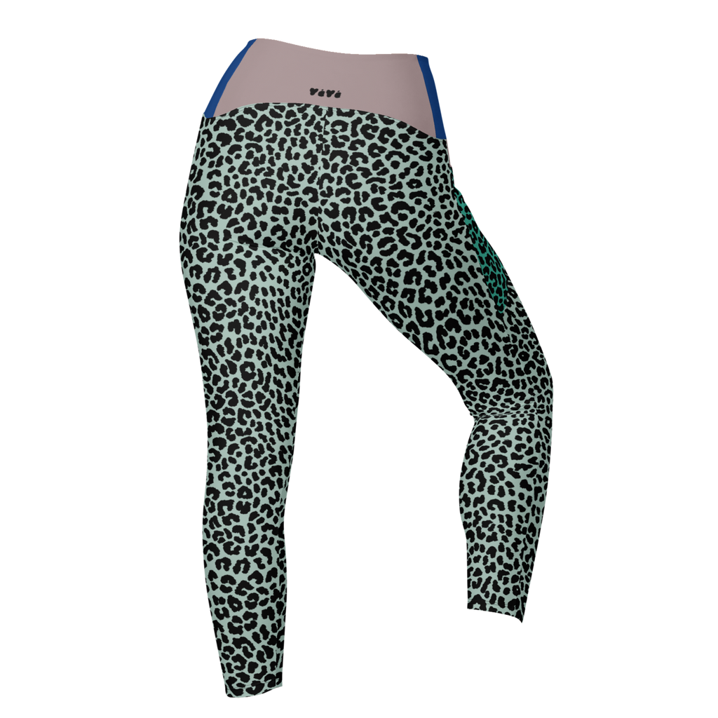 LEOPARDENLIEBHABER - MINT - LEGGINGS MIT TASCHEN 
