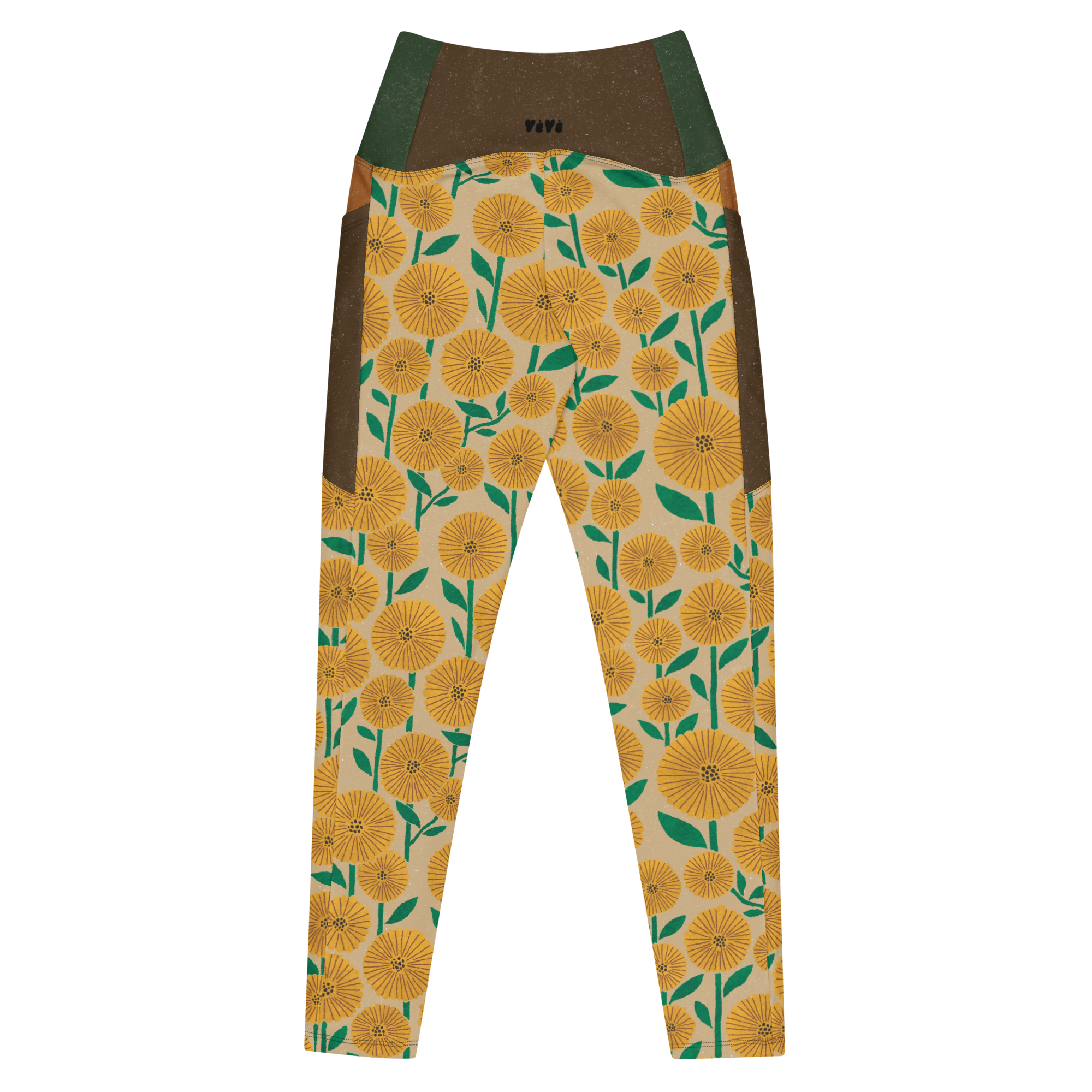 FLOWER POP TAN - Leggings mit Taschen 