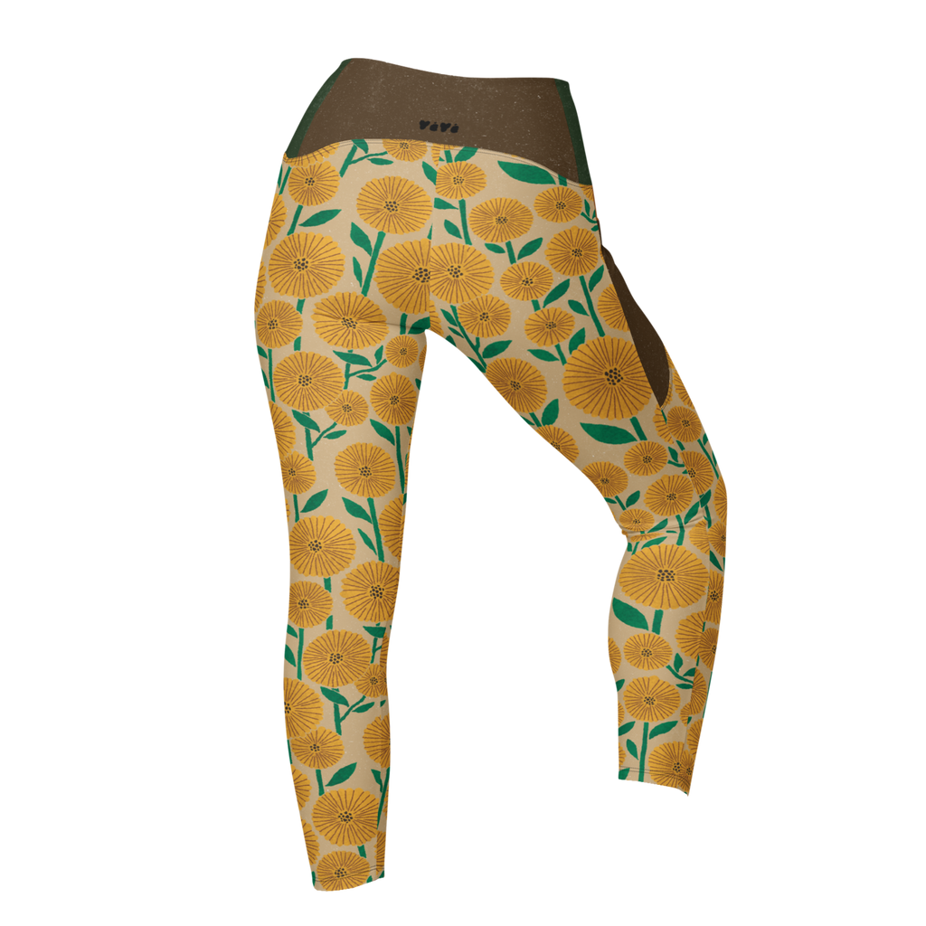 FLOWER POP TAN - Leggings mit Taschen 