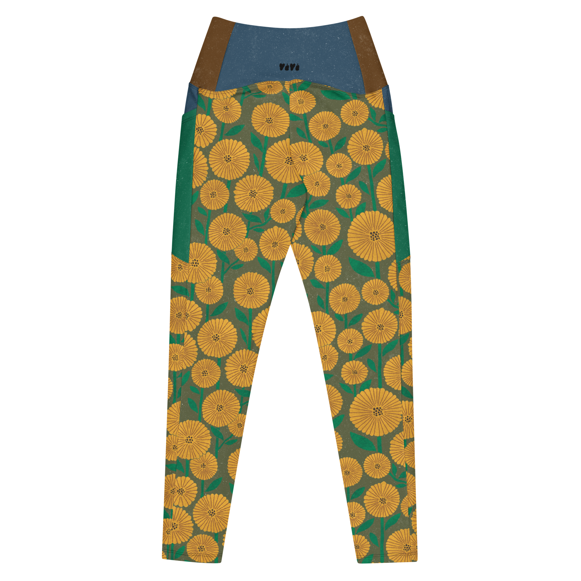 FLOWER POP Pocket Leggings - GREEN