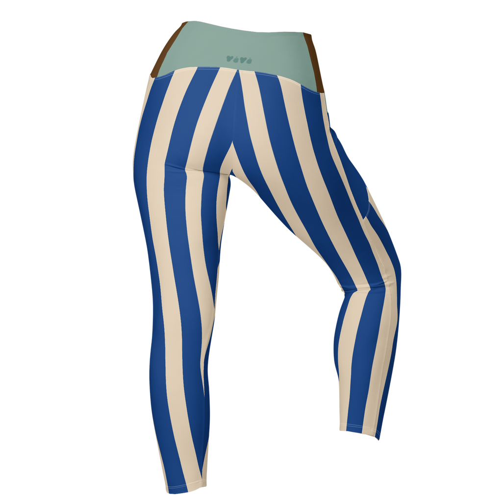 BOLD STRIPE Pocket Leggings - BLUE