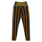 BOLD STRIPE Pocket Leggings - BROWN