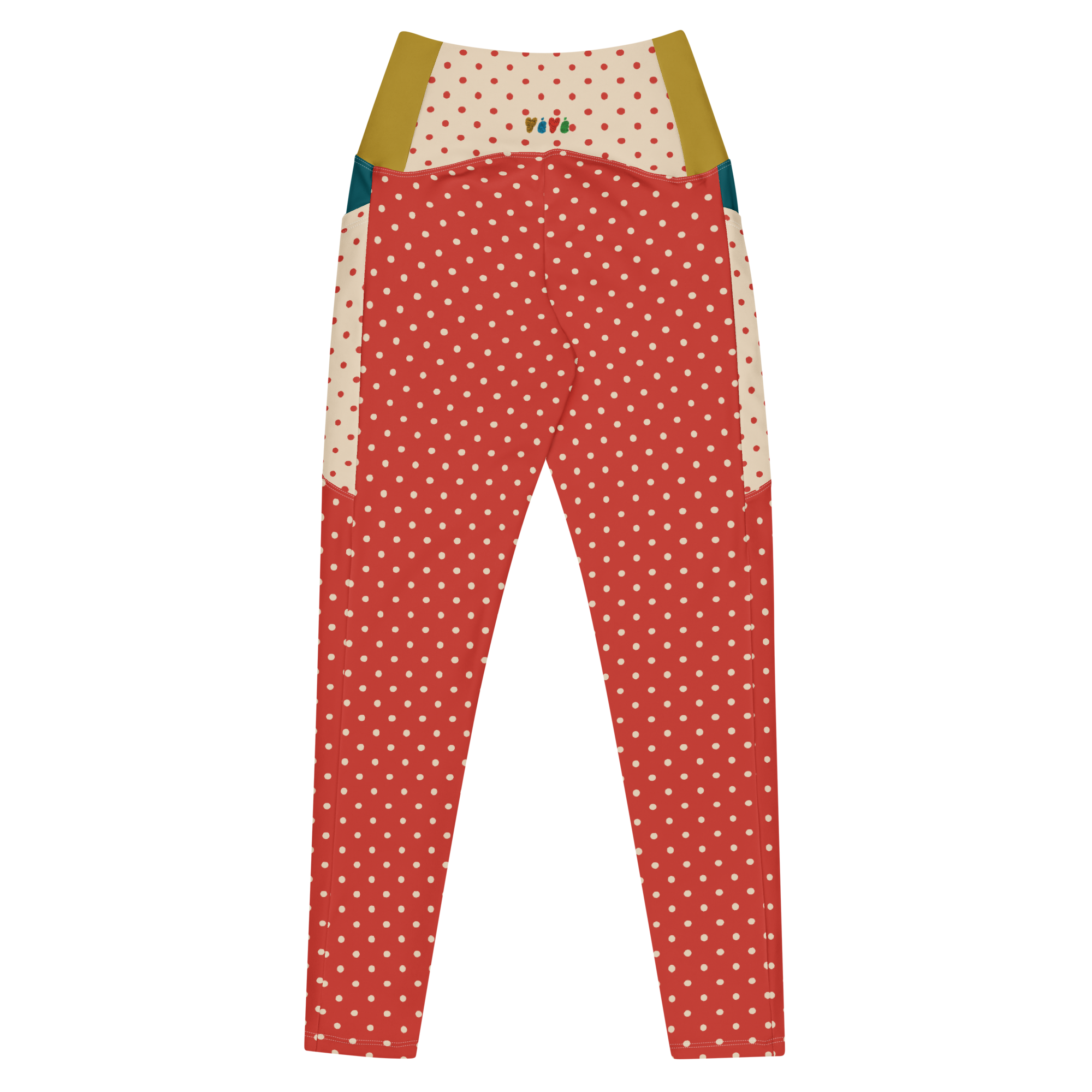DOTTY - ROT + CREME - LEGGINGS MIT TASCHEN 