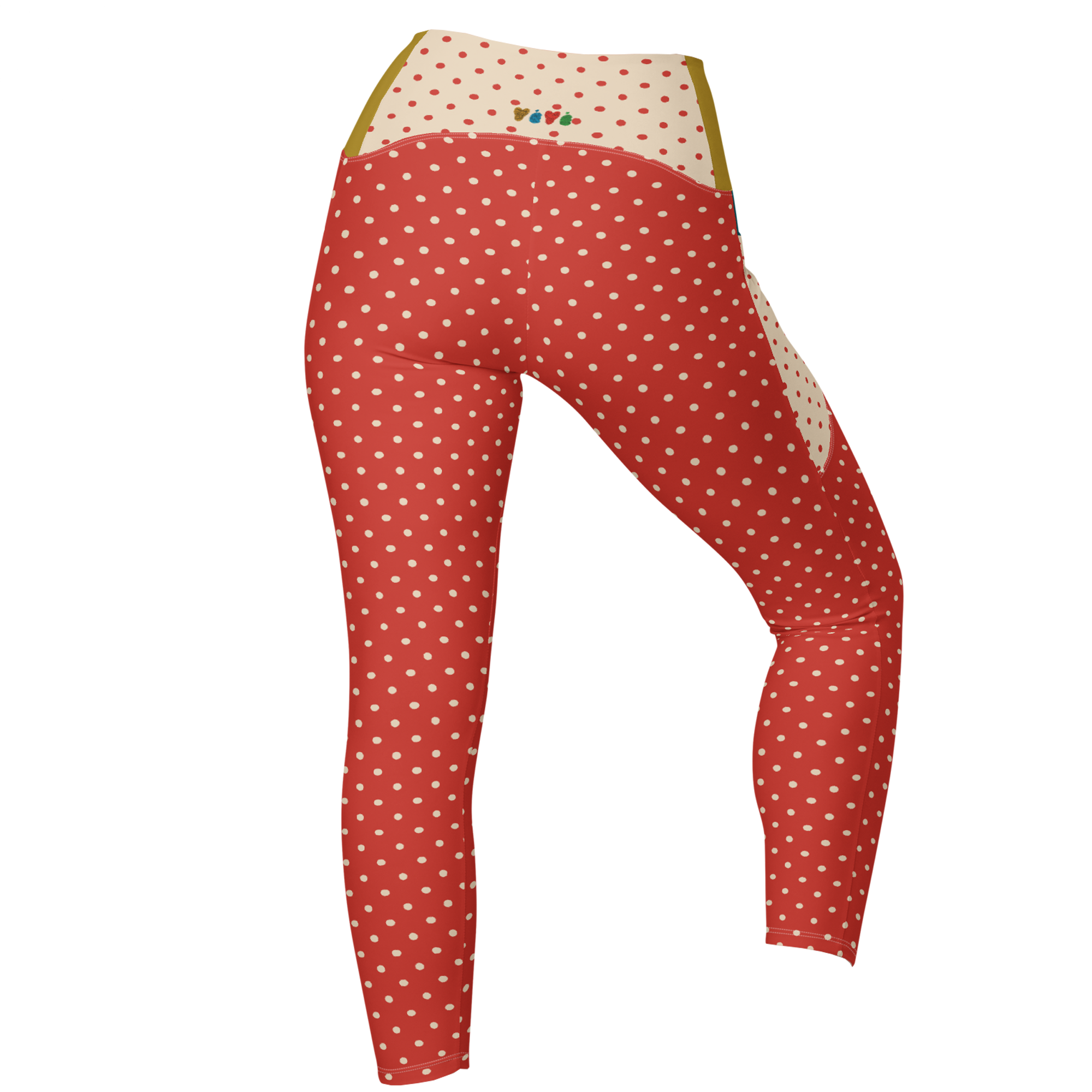 DOTTY - ROT + CREME - LEGGINGS MIT TASCHEN 