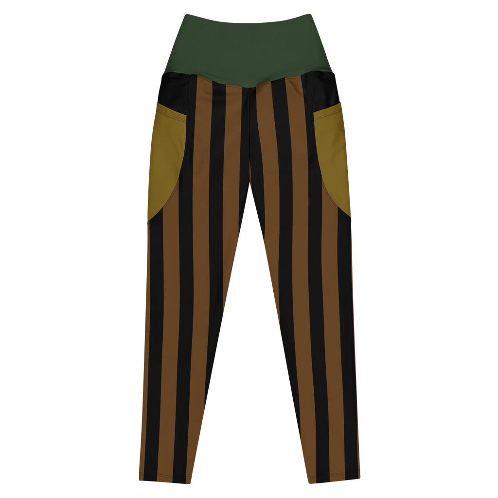 BOLD STRIPE Pocket Leggings - BROWN