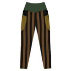 BOLD STRIPE Pocket Leggings - BROWN