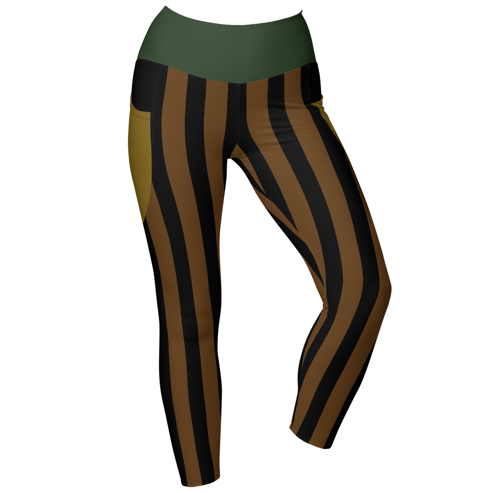 BOLD STRIPE Pocket Leggings - BROWN