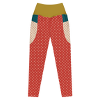 DOTTY - ROT + CREME - LEGGINGS MIT TASCHEN 