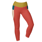 DOTTY - ROT + CREME - LEGGINGS MIT TASCHEN 