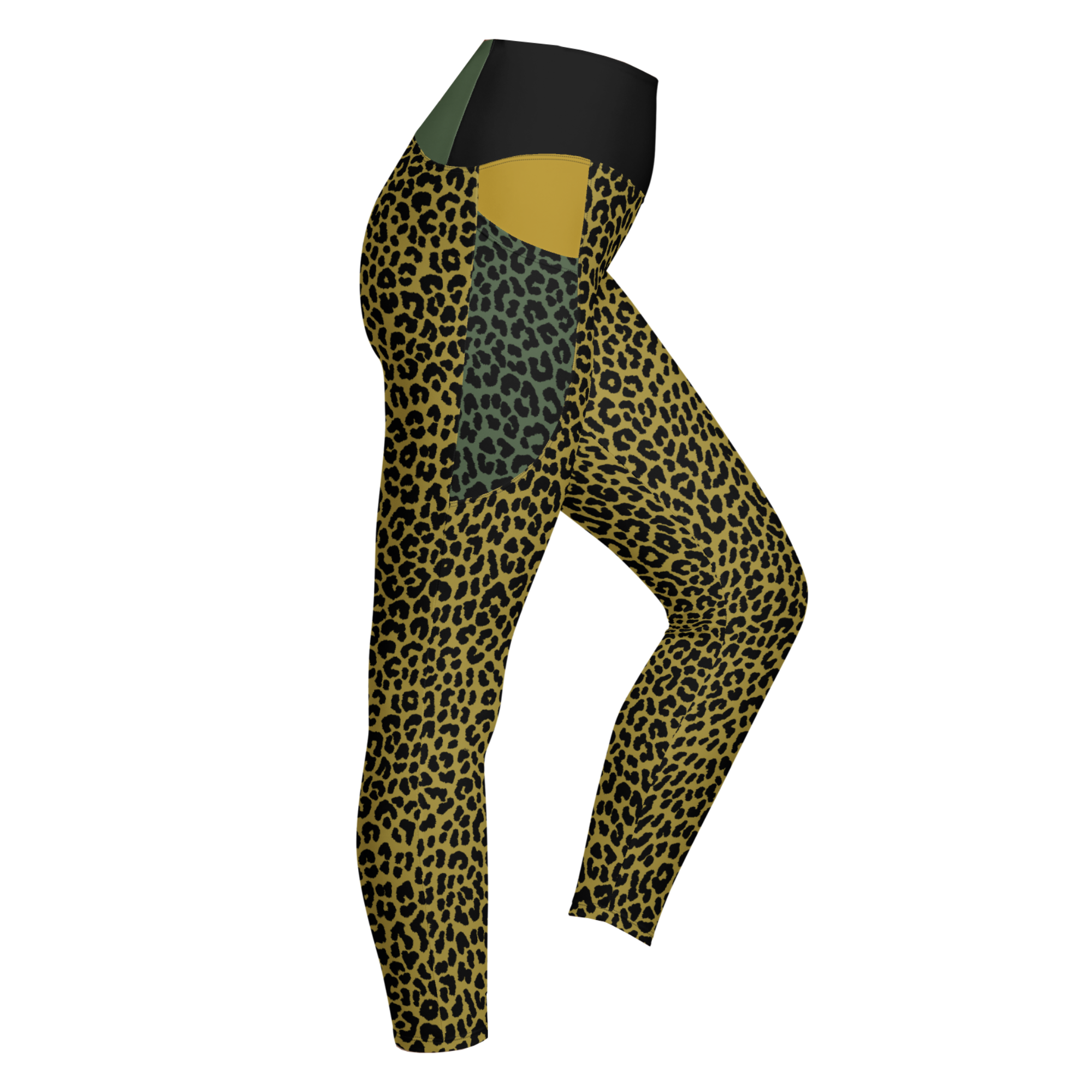 LEOPARDENLIEBHABER - SENFARBEN - LEGGINGS MIT TASCHEN 