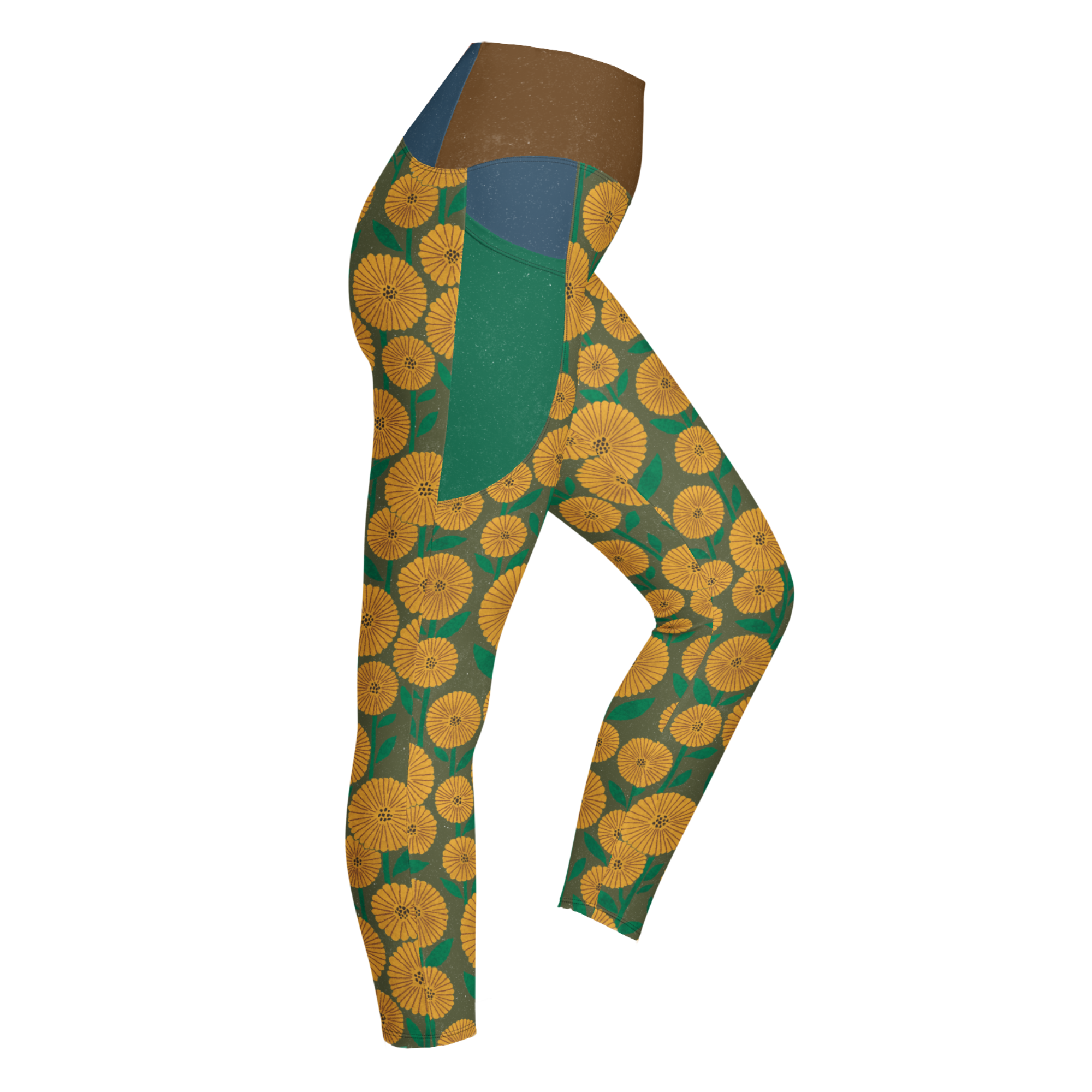 FLOWER POP Pocket Leggings - GREEN