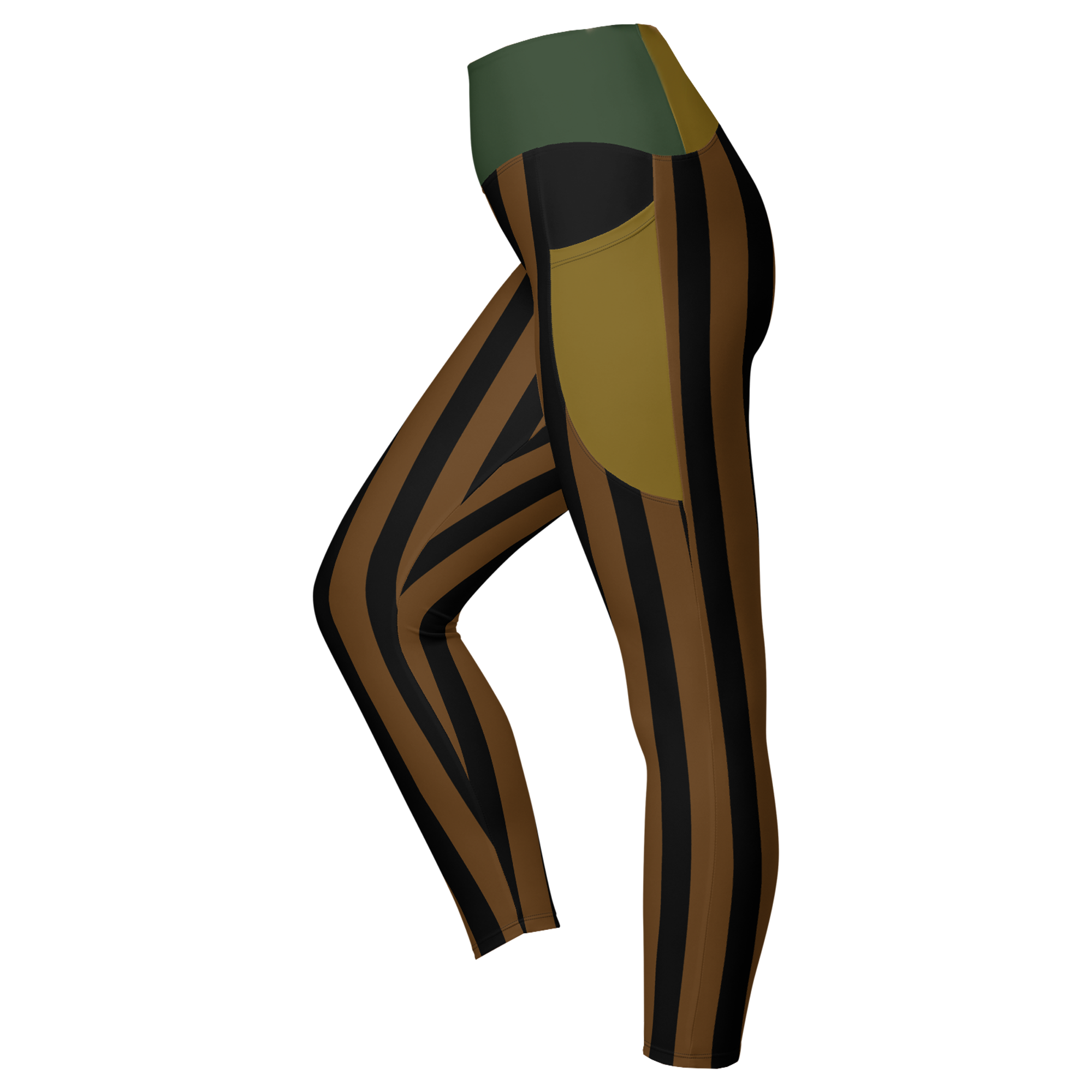 BOLD STRIPE Pocket Leggings - BROWN