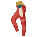 DOTTY - ROT + CREME - LEGGINGS MIT TASCHEN 