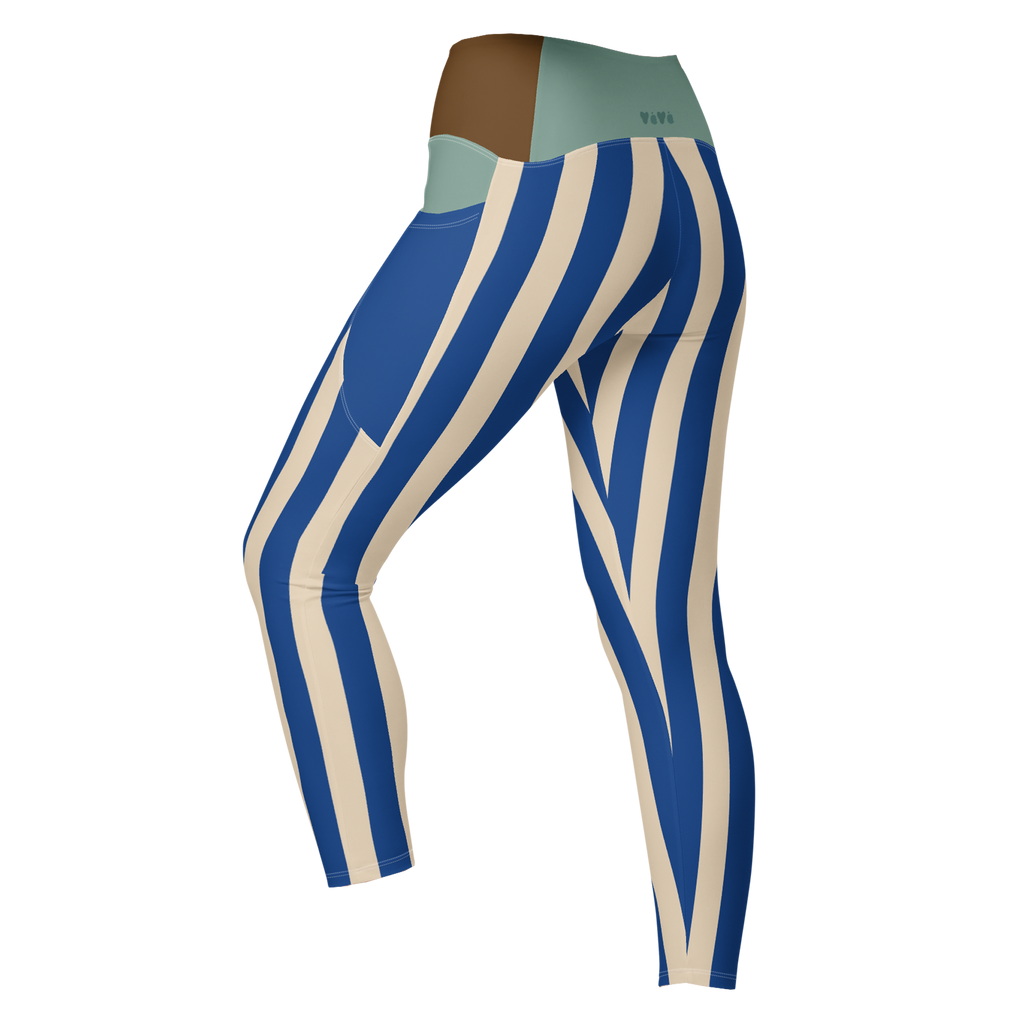 BOLD STRIPE Pocket Leggings - BLUE
