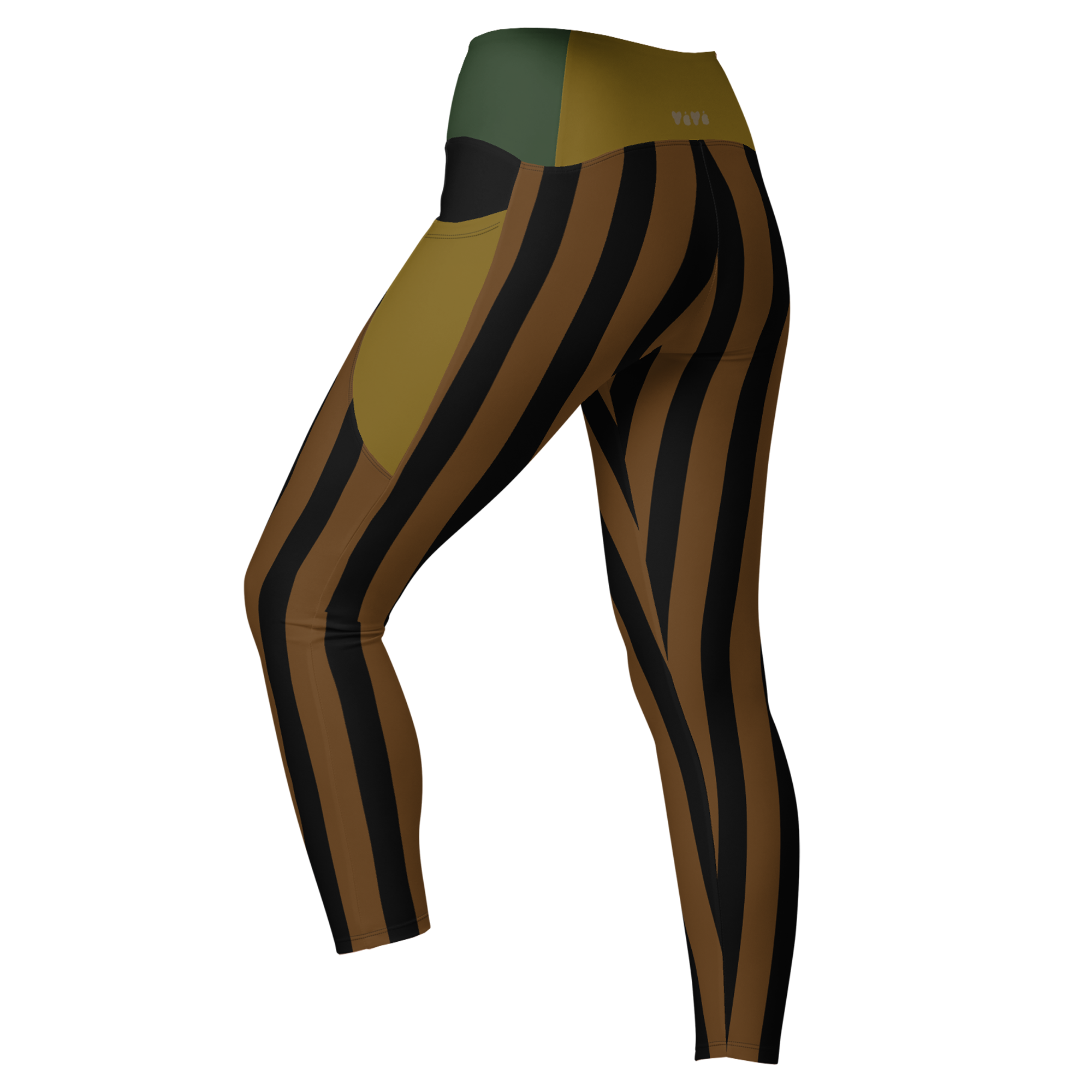 BOLD STRIPE Pocket Leggings - BROWN