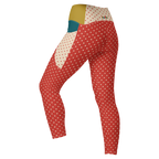 DOTTY - ROT + CREME - LEGGINGS MIT TASCHEN 
