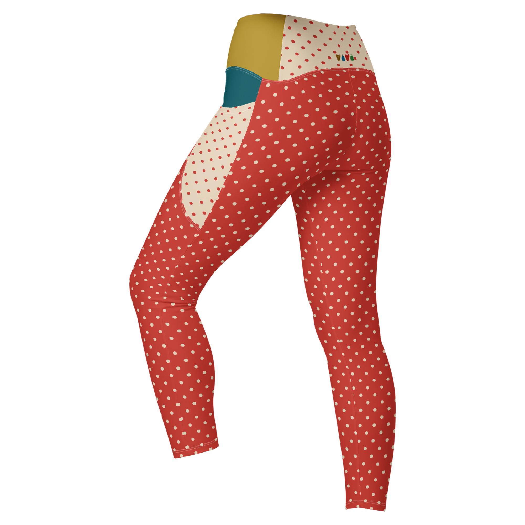 DOTTY - ROT + CREME - LEGGINGS MIT TASCHEN 