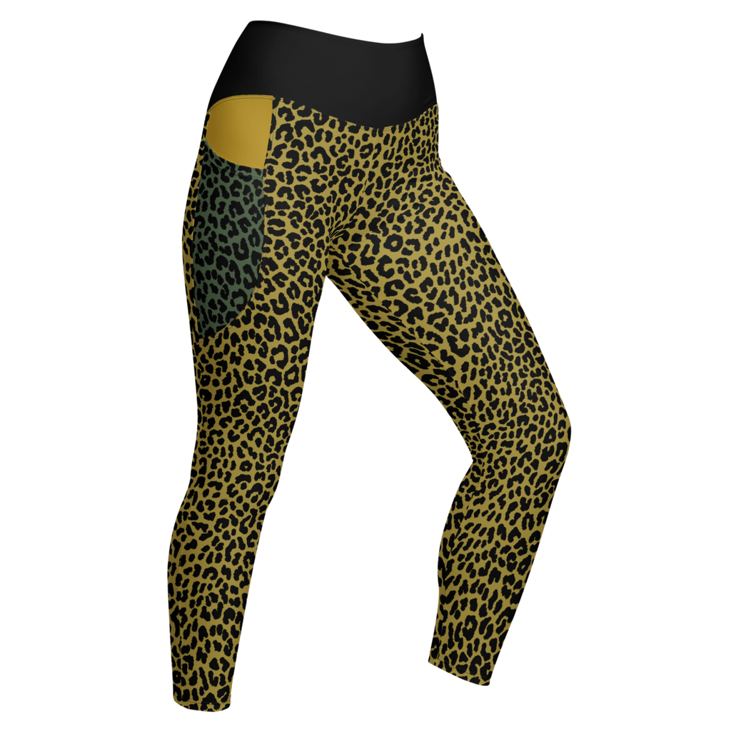 LEOPARD LOVER - MOUTARDE - LEGGINGS À POCHES 