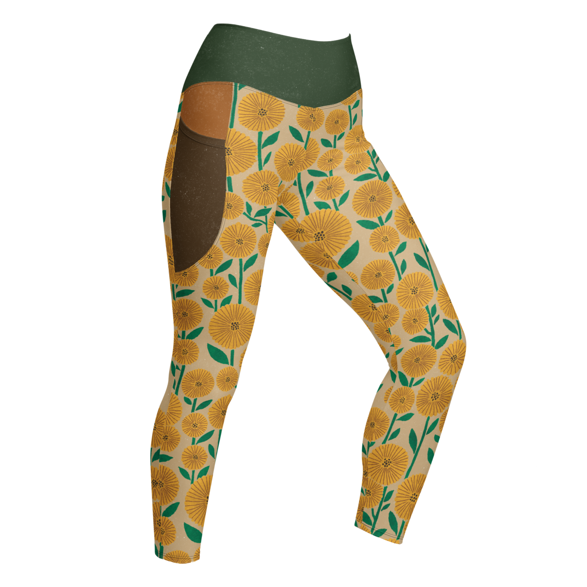 FLOWER POP TAN - Leggings mit Taschen 