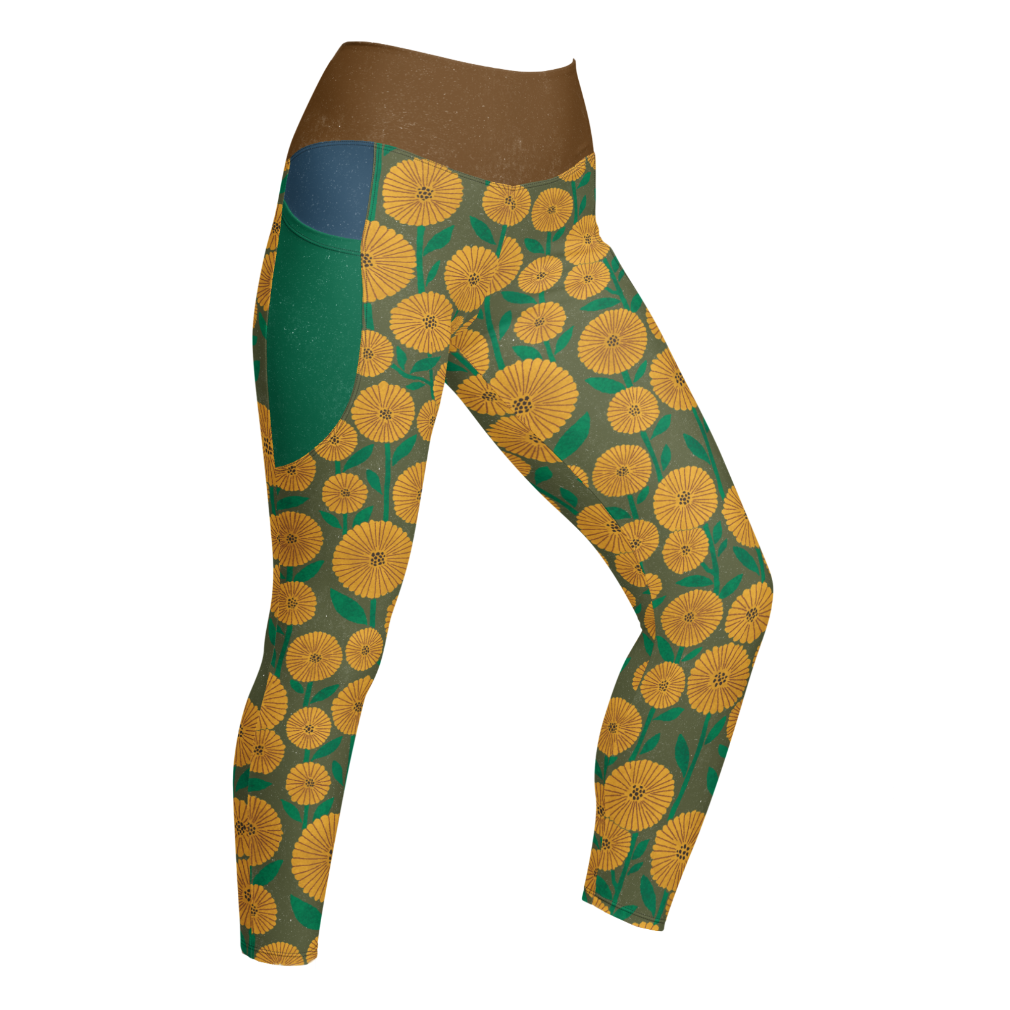 FLOWER POP Pocket Leggings - GREEN