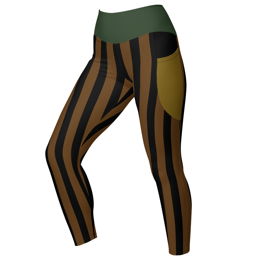 BOLD STRIPE Pocket Leggings - BROWN