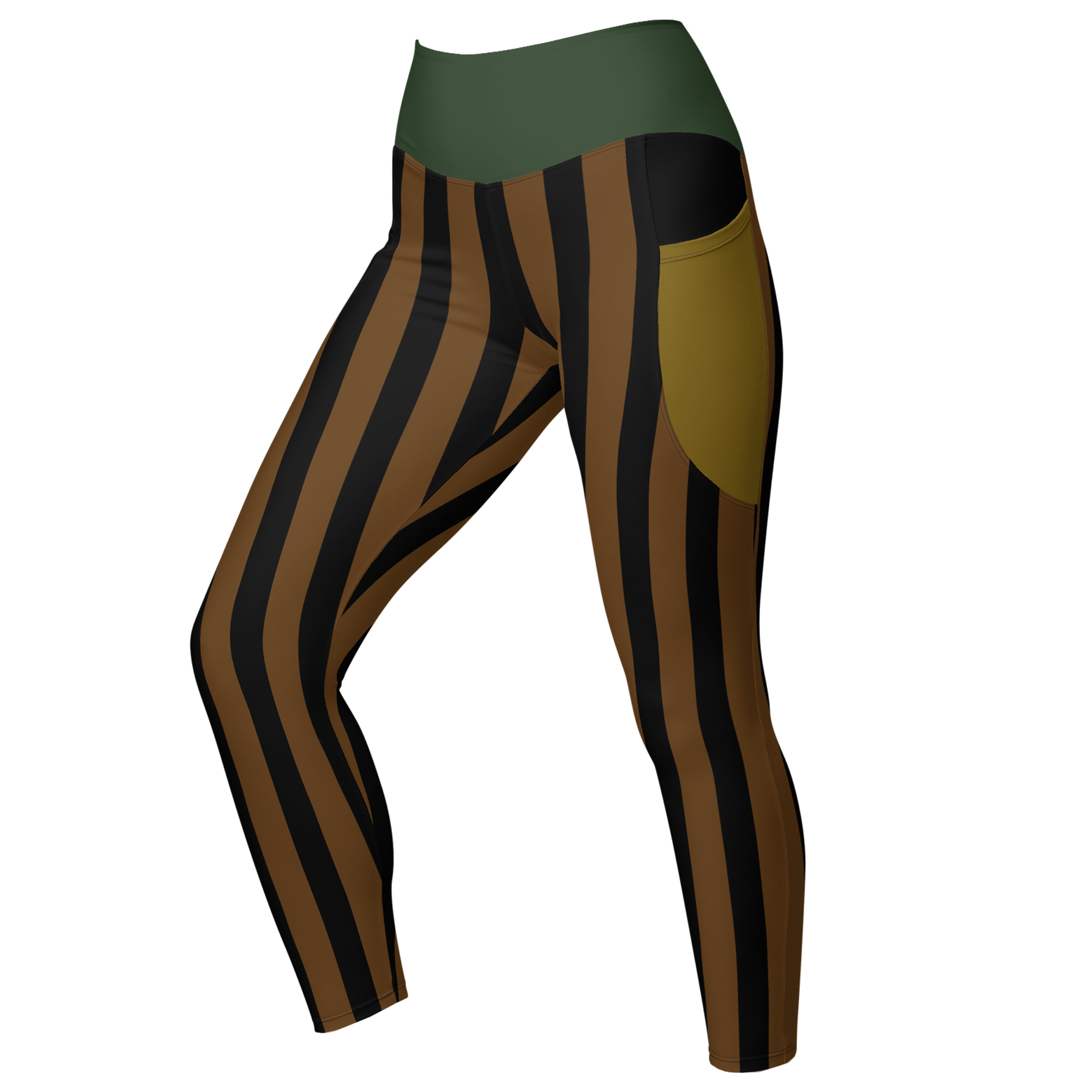 BOLD STRIPE Pocket Leggings - BROWN